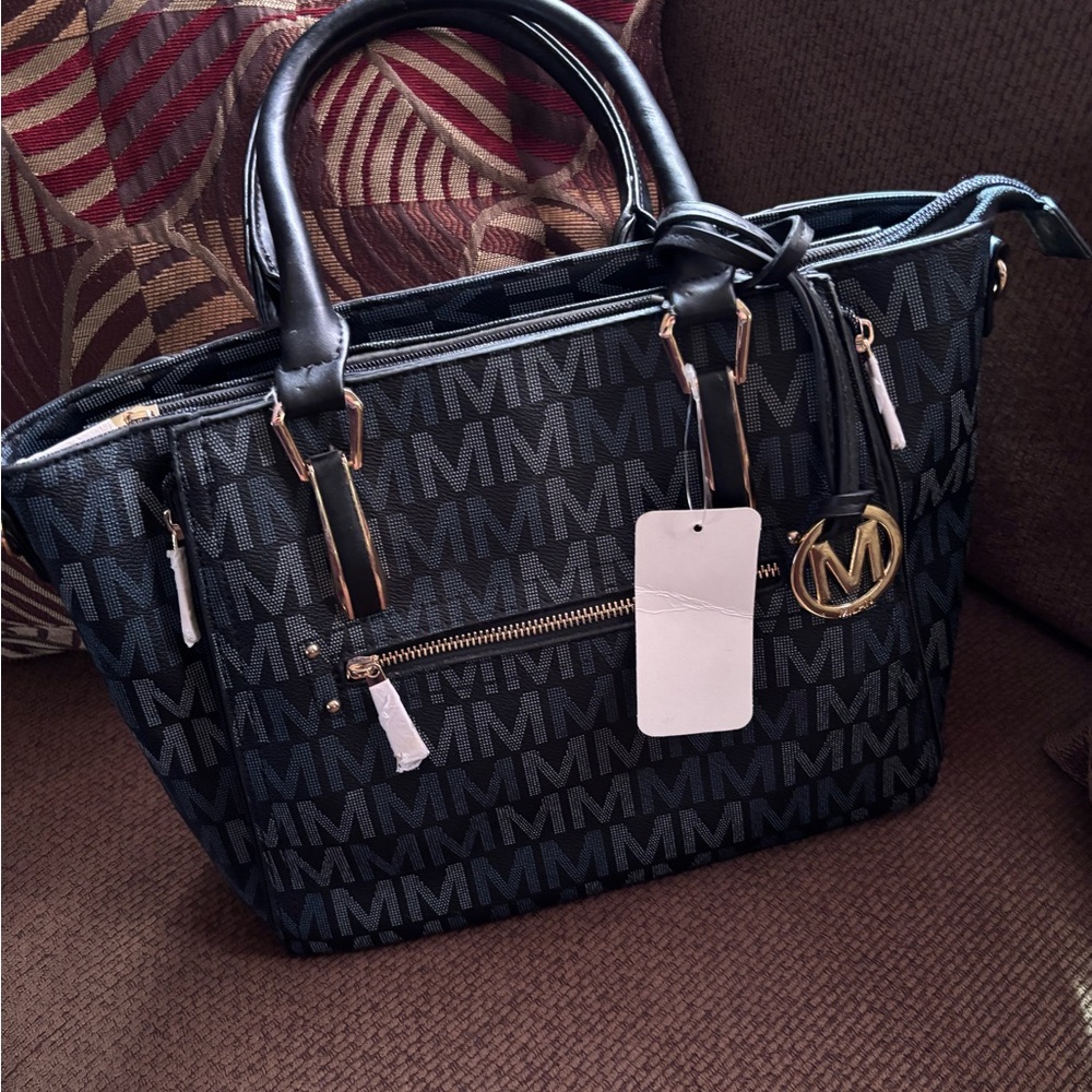 Elegant Black Monogram Tote by M